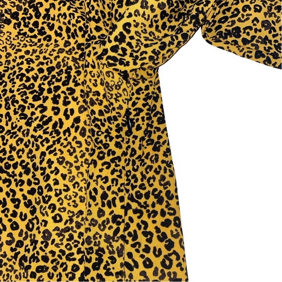 NANETTE LEPORE Drop Waist Pleated Hem Cheetah Print Dress In Black Gold Sz 12 - Picture 12 of 14